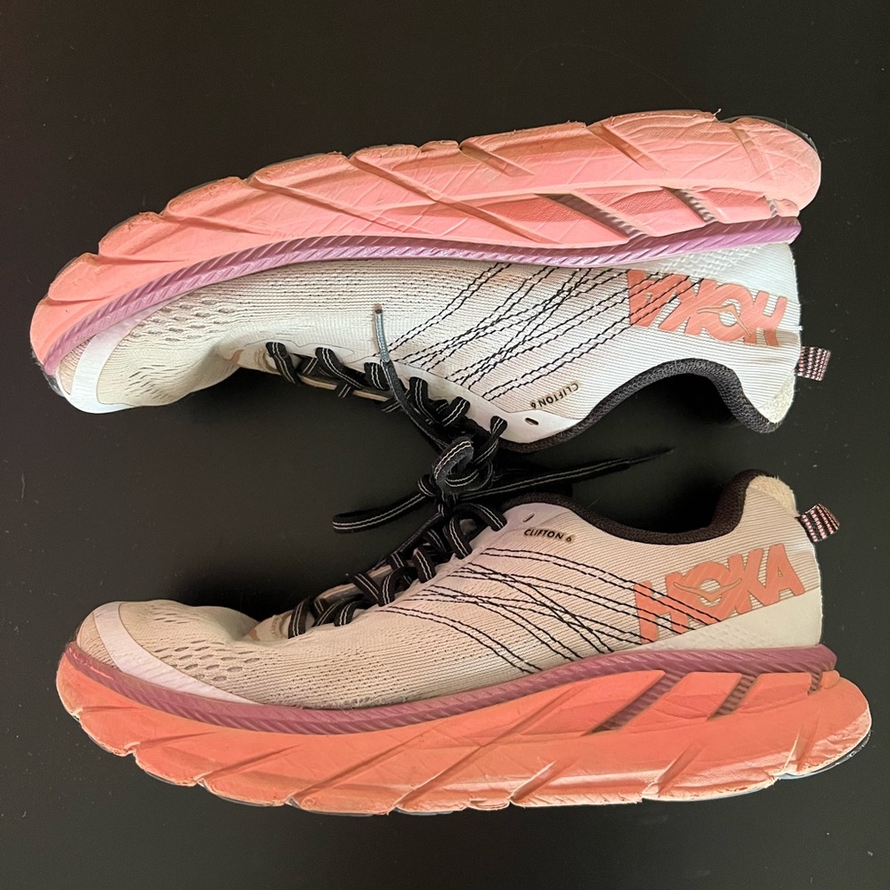 Hoka Women's Athletic Shoes - Coral and Cream